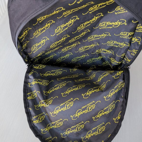 Ed Hardy by Christian Audigier Y2K Backpack Black & Yellow Bulldog Graphic - Picture 7 of 11